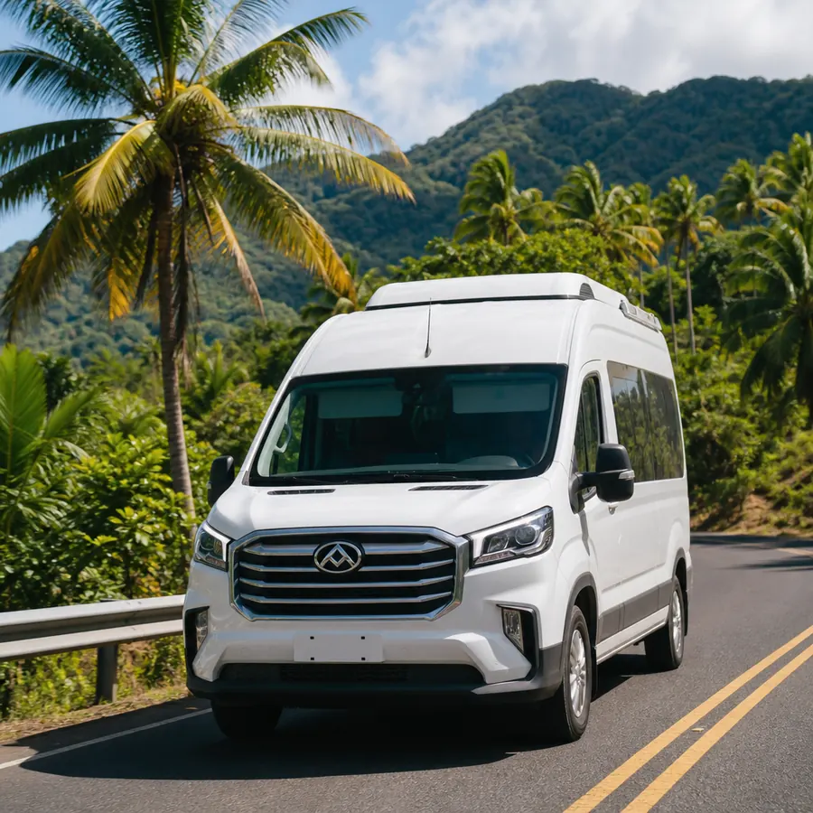Maxus van on a tropical road